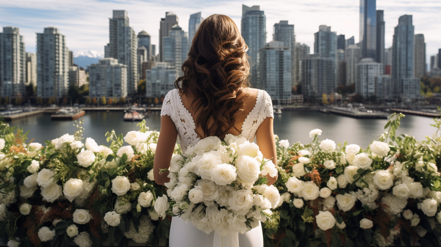 Elegant white wedding flowers in Vancouver setting