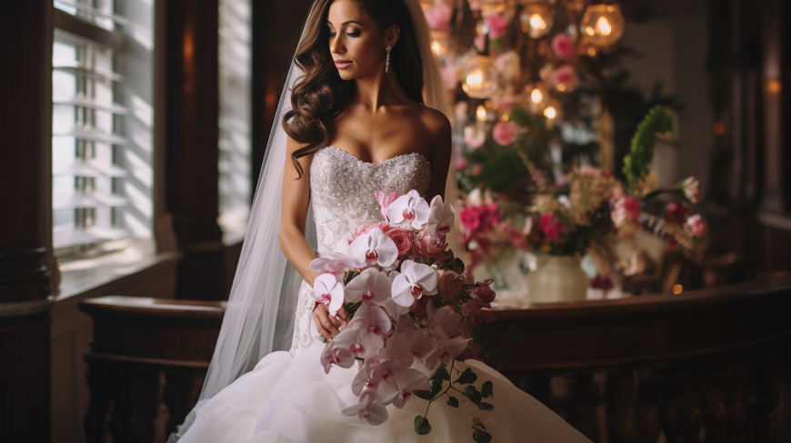 A bride with her captivating bridal flowers