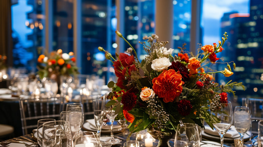 Elegant North Vancouver corporate flower arrangement at a business event