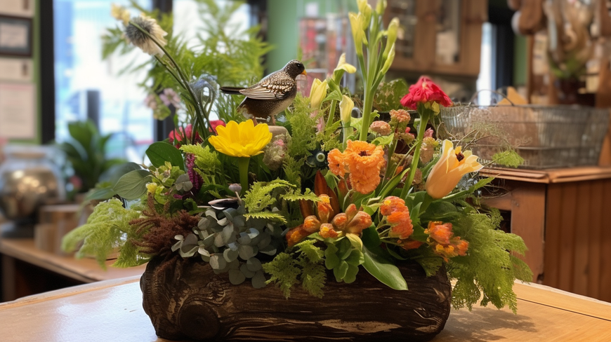 beautiful Earth Day-themed floral arrangement from Tooka Florist