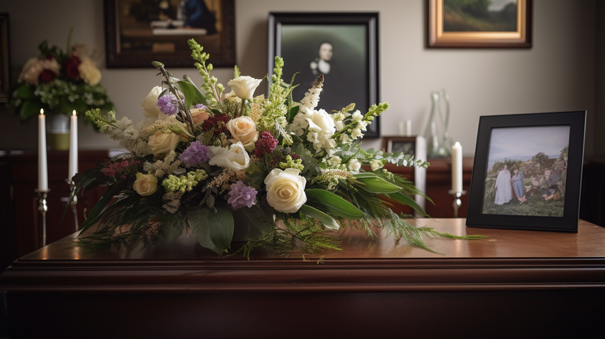 A comforting scene showing a small, intimate gathering during a funeral occasion.
