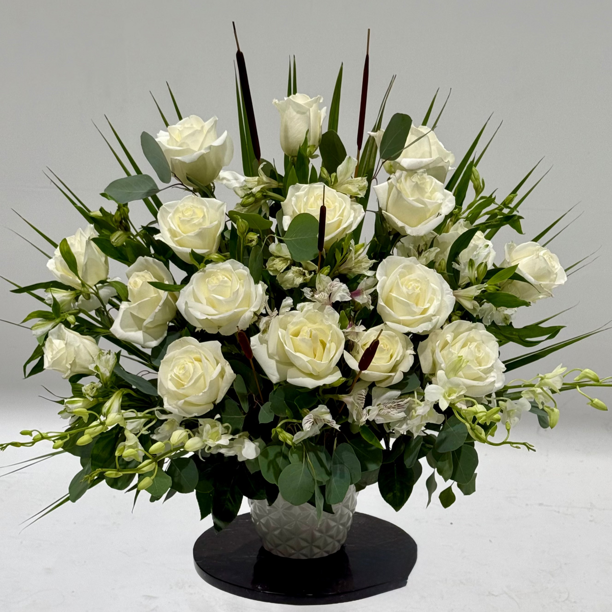 Elegant White Rose  vase Arrangement - Tooka Florist 