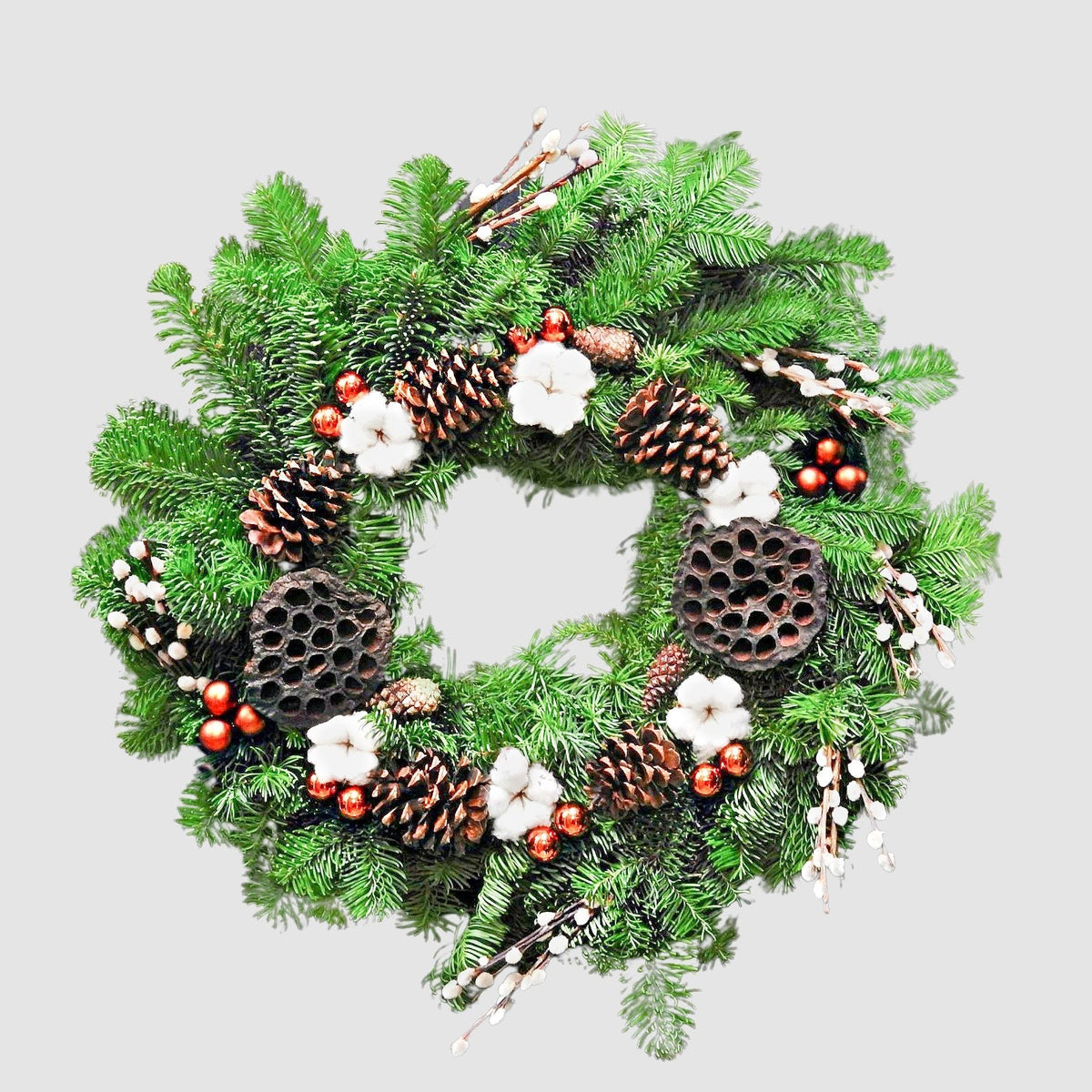 Cotton Christmas Wreath by Tooka Florist – Luxury Flowers Serving North, West & Greater Vancouver
