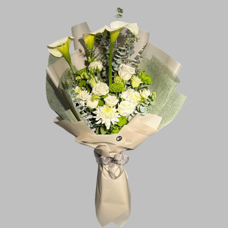 Elegant White & Green Harmony Bouquet by Tooka Florist – Luxury Flowers Serving North, West & Greater Vancouver