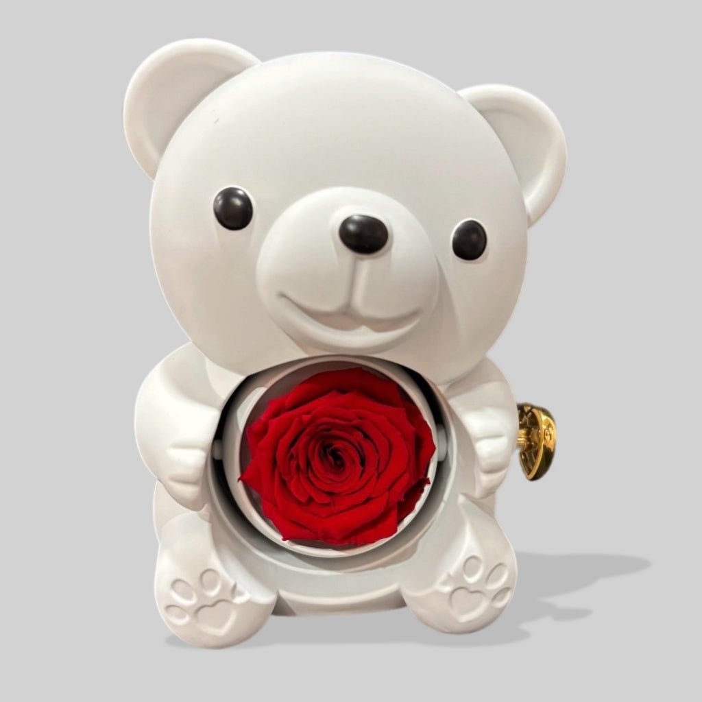 Luxury Preserved Rose Bear box with hidden Jewelry compartment by Tooka Florist – Luxury Flowers Serving North, West & Greater Vancouver