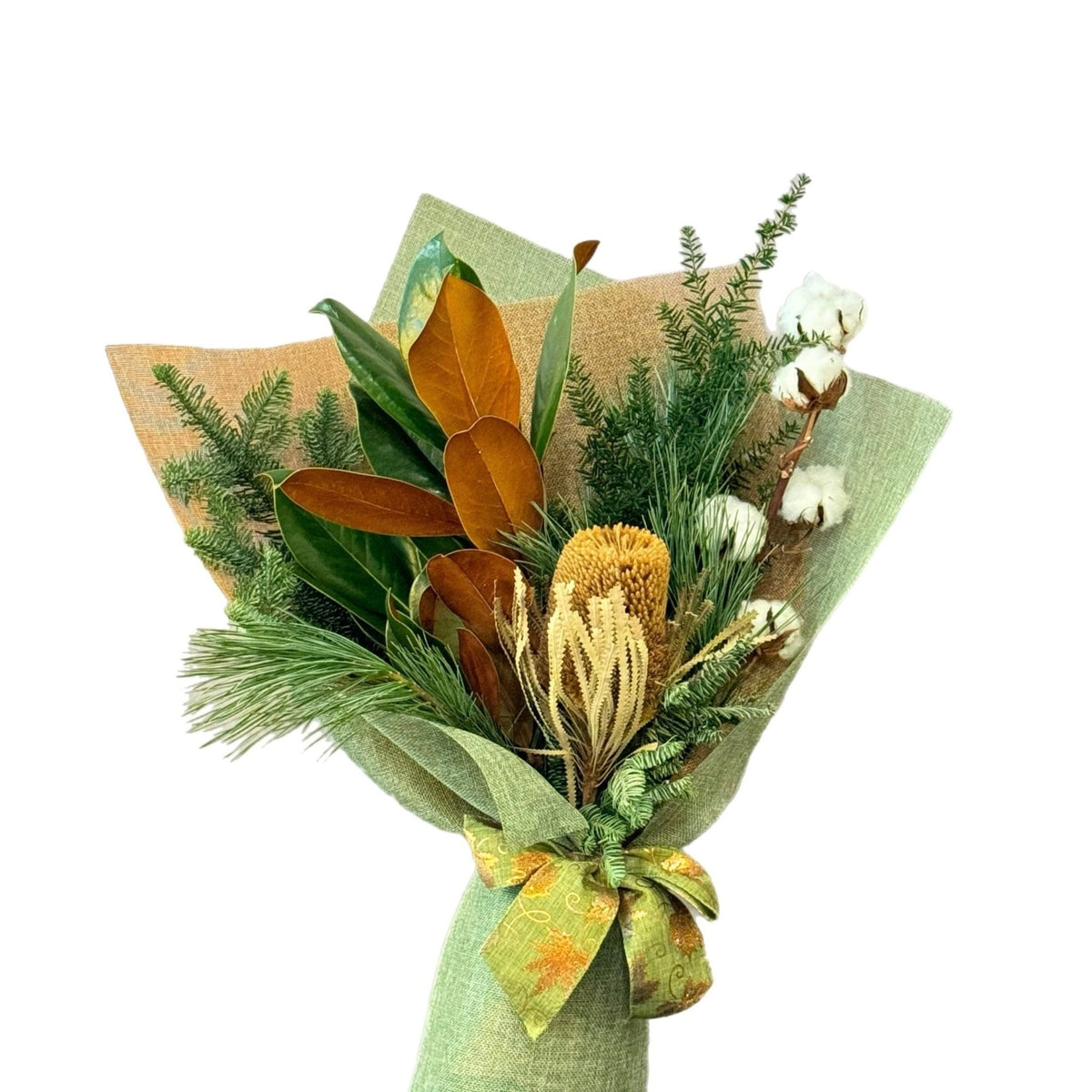 Snowy Pine Hand tied Bouquet by Tooka Florist – Luxury Flowers Serving North, West & Greater Vancouver