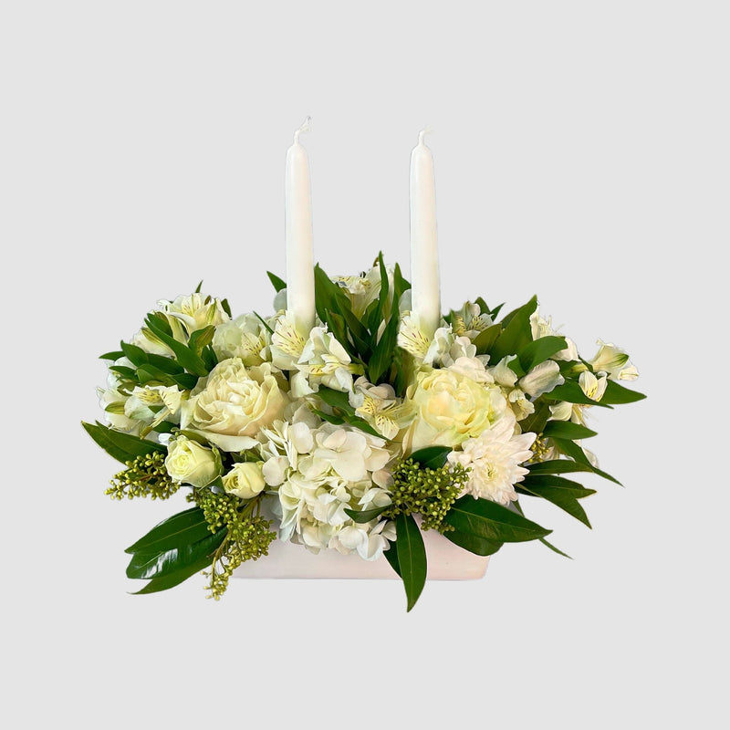 Sympathy candle Arrangement by Tooka Florist – Luxury Flowers Serving North, West & Greater Vancouver