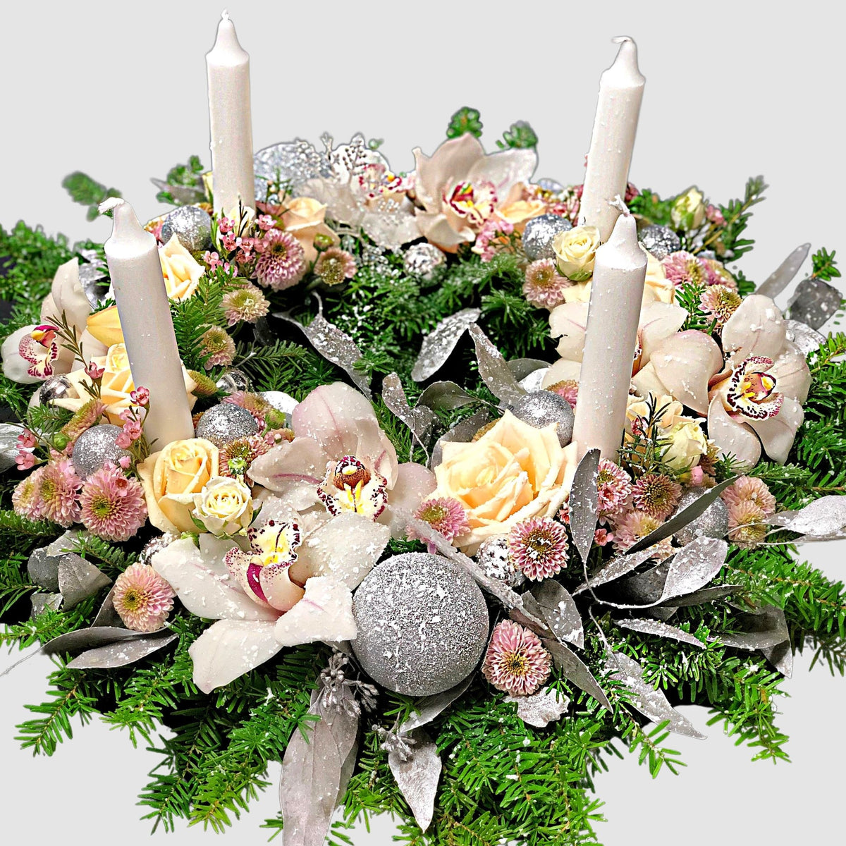 winter dreams Centerpiece (Adventskranz centerpieces) by Tooka Florist – Luxury Flowers Serving North, West & Greater Vancouver