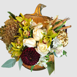 Gold Pumpkin Arrangement - Tooka Florist