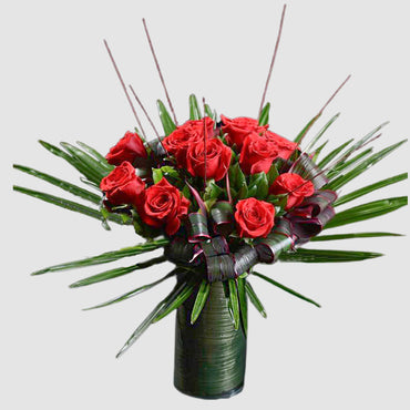 Red Rose Vase Arrangement - Tooka Florist