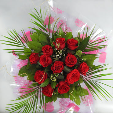 Classic Dozen Roses Round Bouquet - Tooka Florist