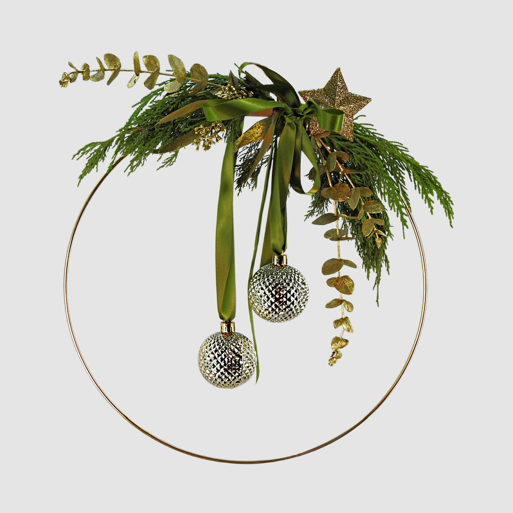 Gold & Emerald Wreath - Tooka Florist