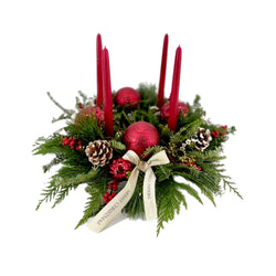 Traditional  Red Candle Centerpiece (Adventskranz centerpieces) - Tooka Florist