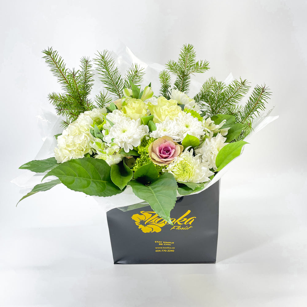 White water wrap Bouquet - Tooka Florist