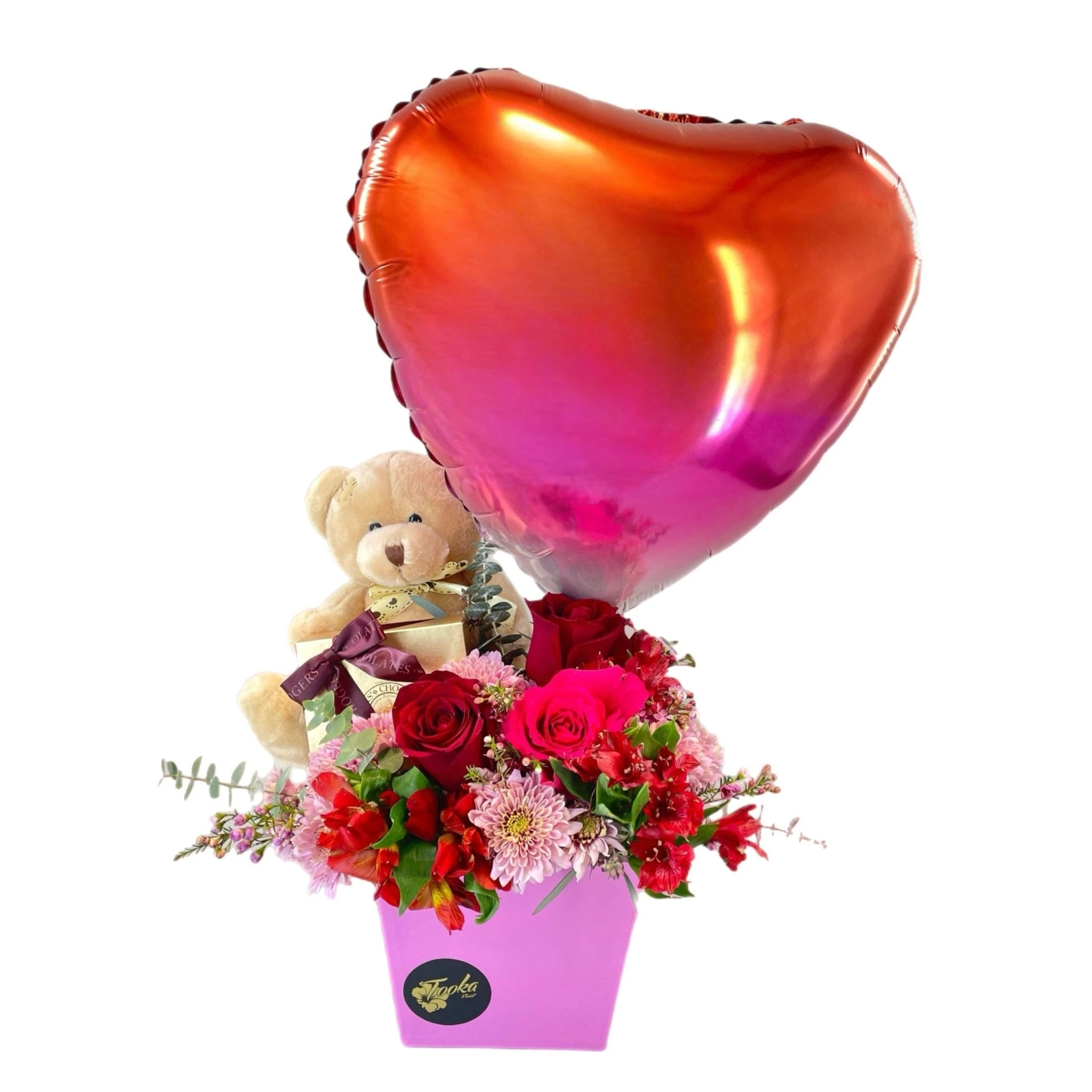Be Mine Bundle Be Mine Bundle Valentine's gift - Red rose flower box heart balloon and teddy bear Vancouver