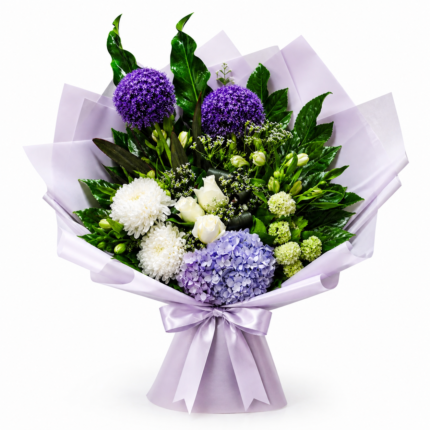 Purple Garden Bouquet - Elegant purple and white flowers for delivery in Vancouver