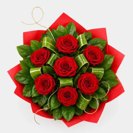 Half Dozen Red bouquet - Six premium red roses wrapped in red paper Vancouver