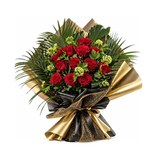 Signature Dozen Roses Bouquet Signature Dozen Roses Bouquet - 12 red roses in luxury black and gold wrapping Vancouver