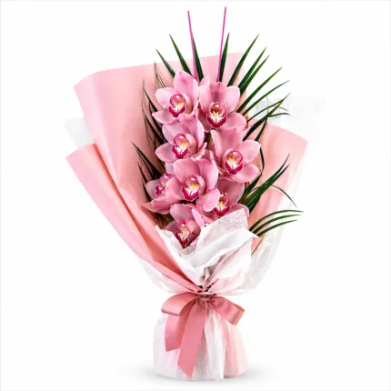 Pink Cymbidium Orchid Bouquet - Luxury flower gift delivery in Vancouver