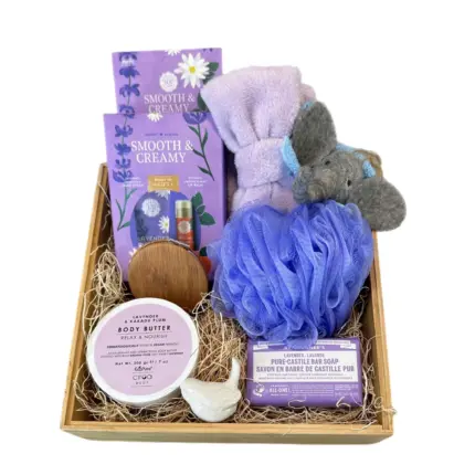 Just Because Gifts box - Lavender self care spa gift basket Vancouver