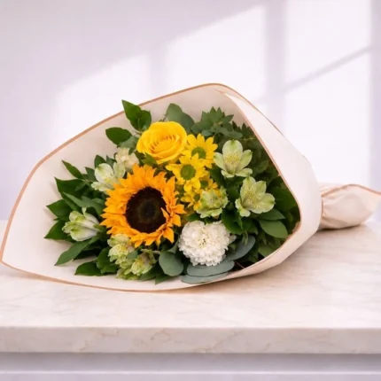 Sun Kiss Bouquet - Vibrant sunflower and yellow rose bouquet Vancouver